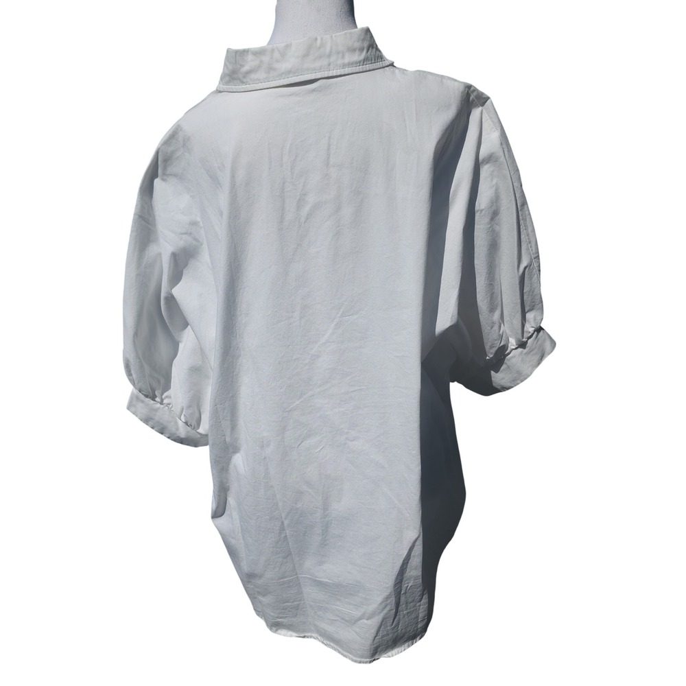 P Cill Womens XL White Oversized Dolman Sleeve Button Down Shirt Contemporary - Picture 3 of 7